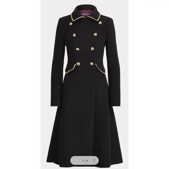 $2900 Ralph Lauren Collection Black Wool Double-Breast Clifton Coat Purple Label - Picture 9 of 16